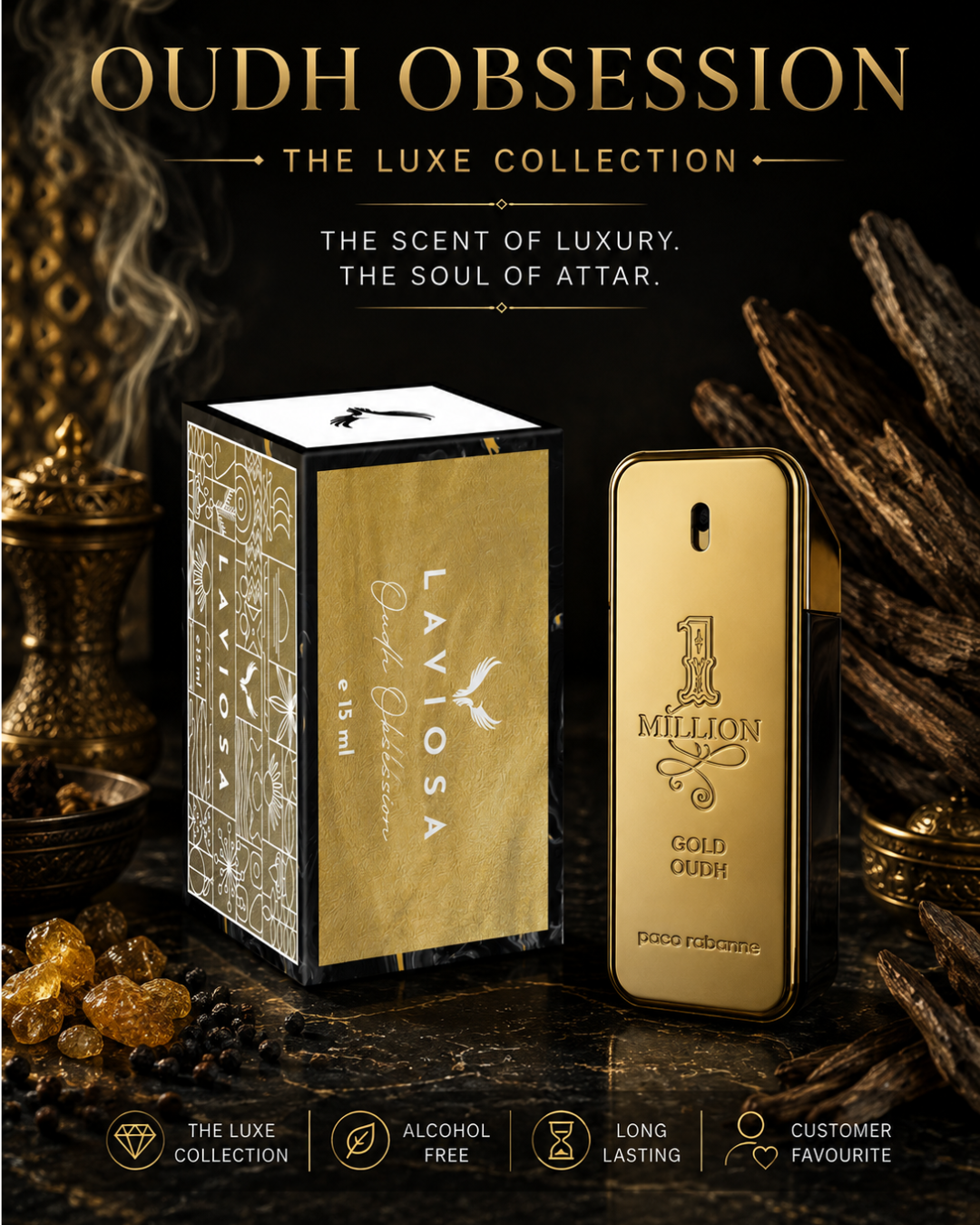OUDH OBSESSION INSPIRED BY ONE M!LL!ONE GOLD OUDH BY P@CO R@BBAN#